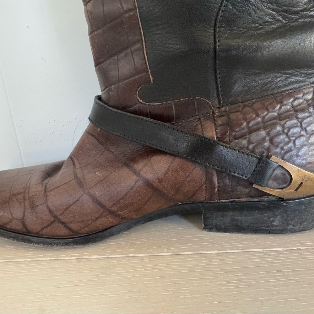 Golden Goose pull on croc leather riding boots size 39 9 - Picture 3 of 13